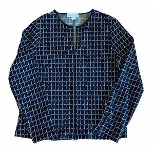 Casual Corner Stretch Black Zip‎ Front Cardigan Top Size XL Business Casual